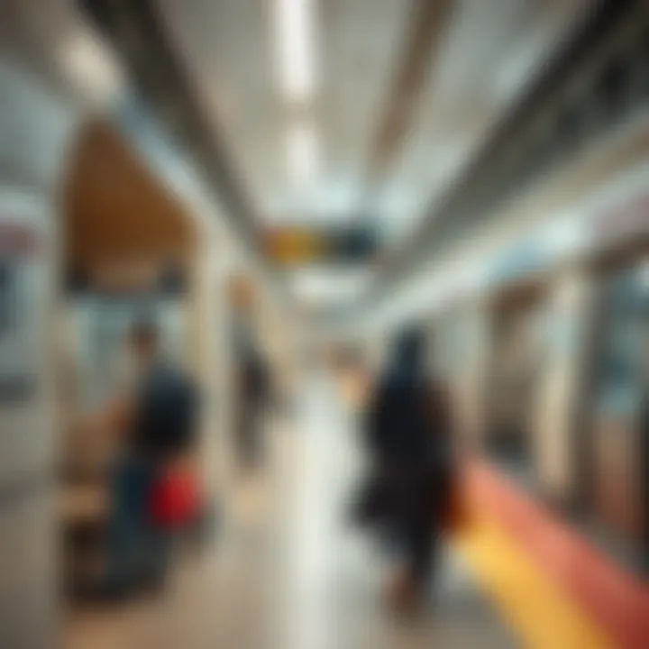 Passengers using metro station facilities and enjoying the journey