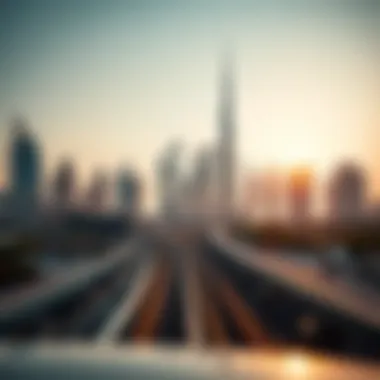 Skyline of Abu Dhabi and Dubai with Metro Line Urban skyline of Abu Dhabi and Dubai with metro line overlay