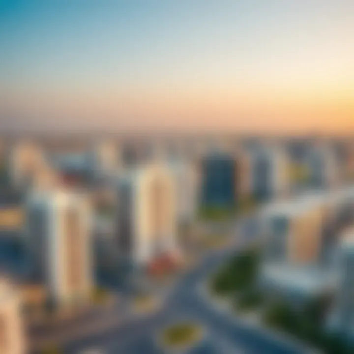 Panoramic Overview of Al Ain's Rental Landscape A panoramic view of Al Ain showcasing modern apartment buildings