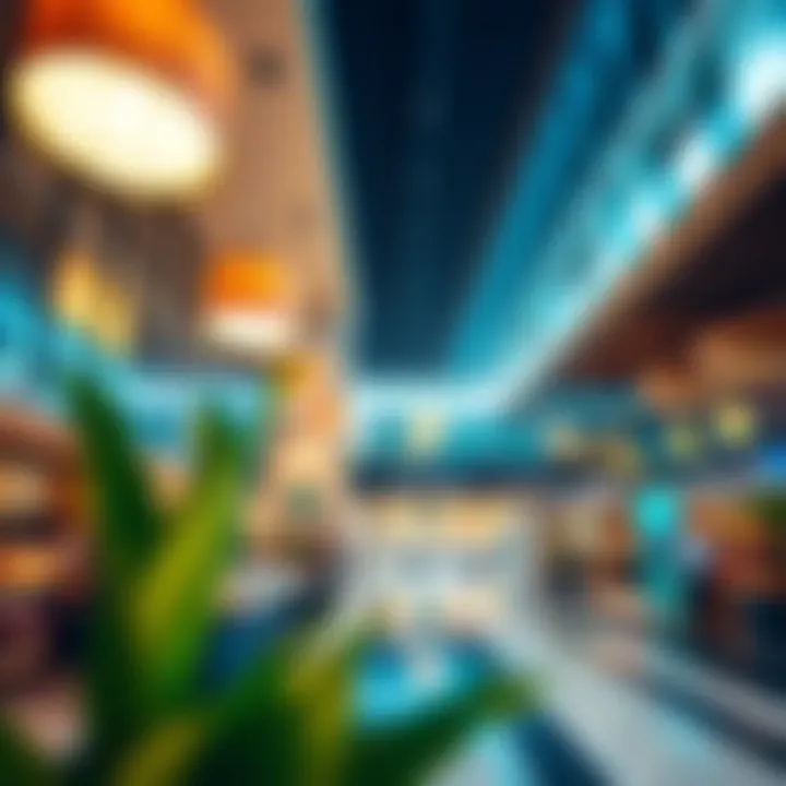 A vibrant ambiance within the business center capturing its dynamic environment