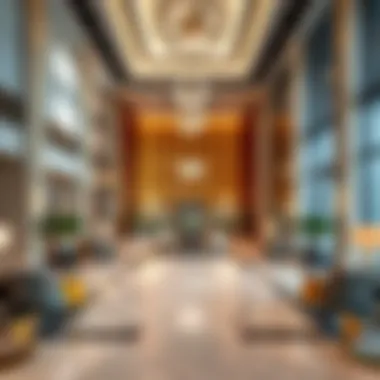 Luxurious lobby interior of Al Garhoud Star Building with contemporary design