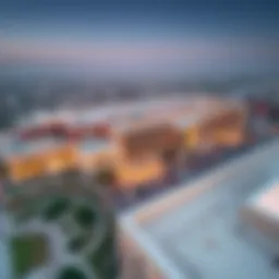 An aerial view of Al Raha Gardens Plaza showcasing its architectural design