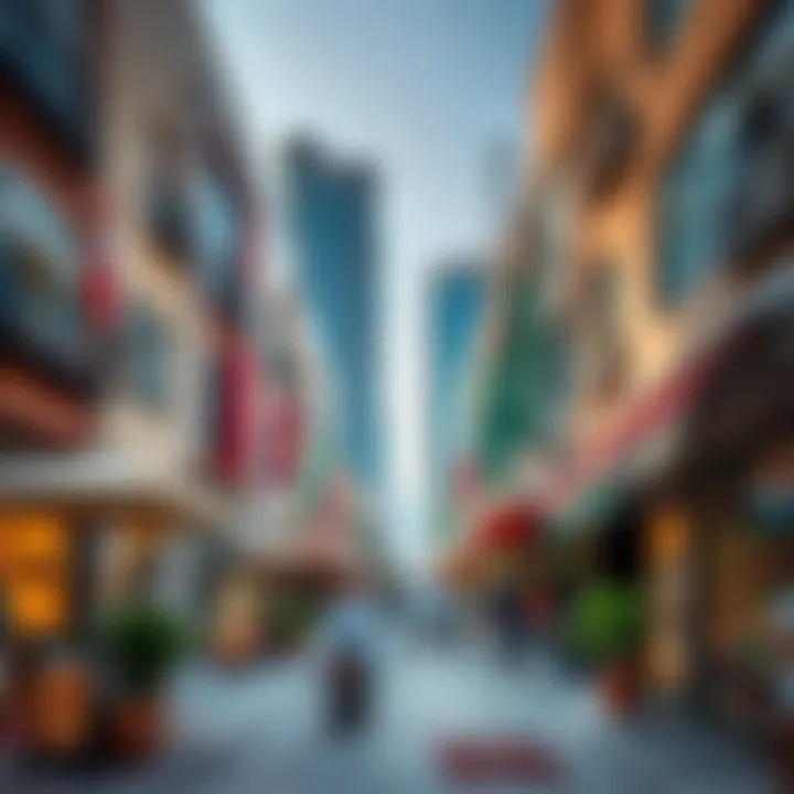 Vibrant street life on Al Saada Street with cafes and shops