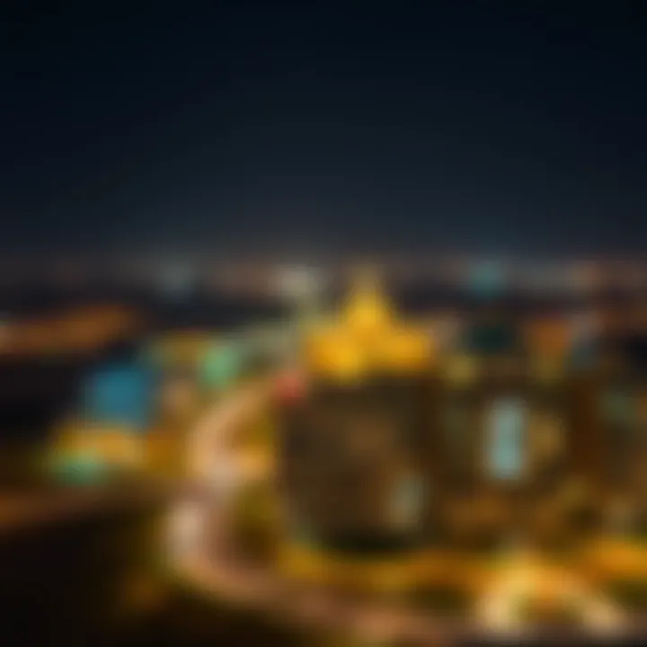 Night view of Aljada illuminated with modern lighting