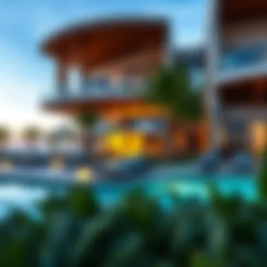 Architectural design of Azizi Beach Oasis highlighting modern aesthetics