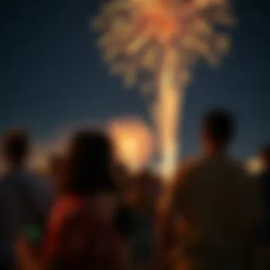 Community Enjoying the Fireworks Experience Families and friends enjoying the fireworks display on Blue Water Island.