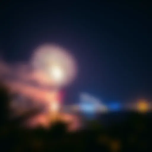 A breathtaking view of fireworks lighting up the night sky over Blue Water Island.