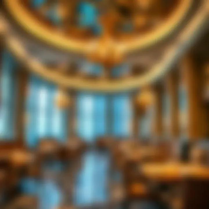 Interior design details of Burj Al Arab restaurant highlighting luxury
