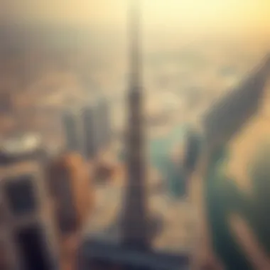 Aerial view of the Burj Al Nahda Building in the context of Dubai's skyline