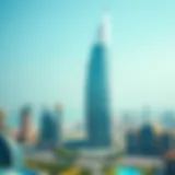 Panoramic view of Burj Al Nahda Building showcasing its unique architectural design