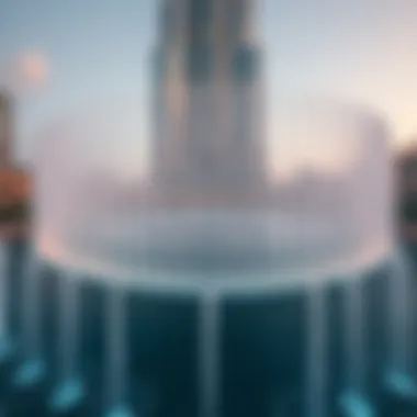 Aerial perspective showcasing the fountain's choreography in sync with music