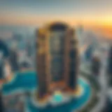 Stunning aerial view of Burj Vista showcasing its architectural elegance against the Dubai skyline