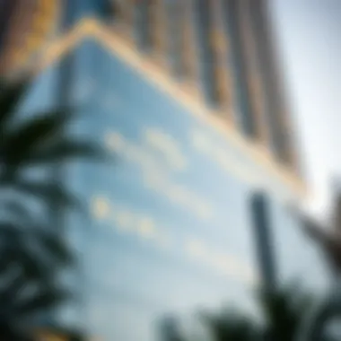 Close-Up of Burj Vista Facade Close-up of Burj Vista's unique facade highlighting its modern design elements