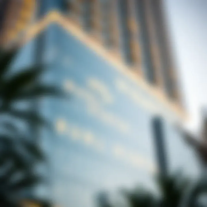 Close-Up of Burj Vista Facade Close-up of Burj Vista's unique facade highlighting its modern design elements