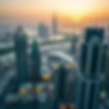 Dubai skyline with iconic buildings