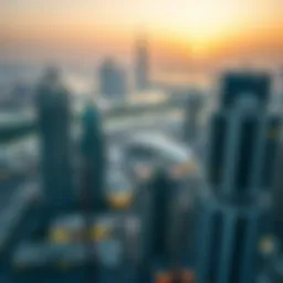 Dubai skyline with iconic buildings