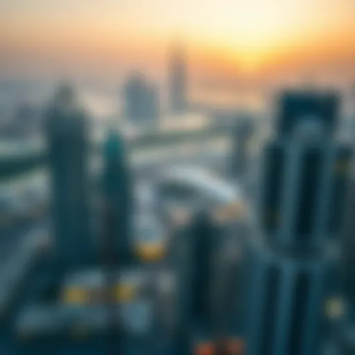 Dubai skyline with iconic buildings