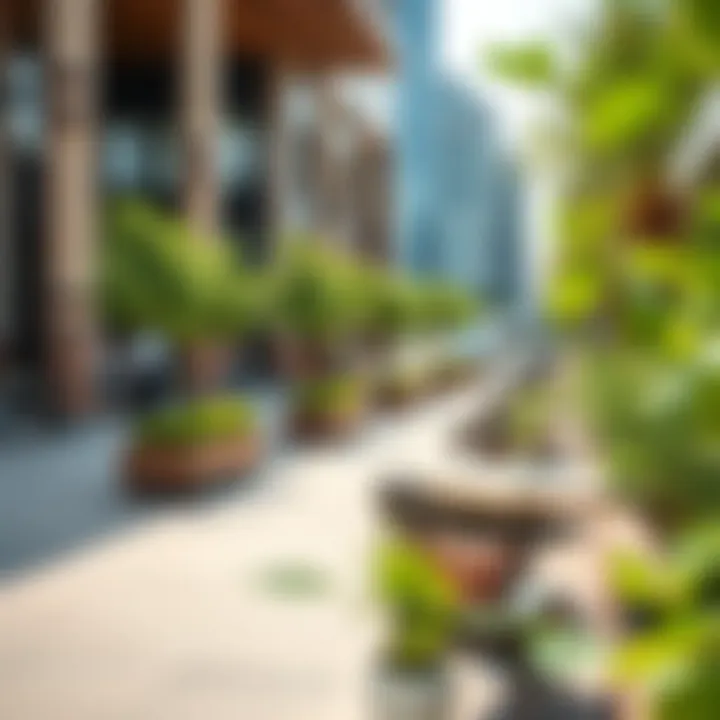 Vibrant outdoor space in City Center Mirdif with greenery and seating areas