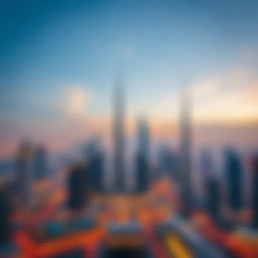 Panoramic view of Dubai skyline