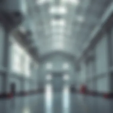 Interior of a modern warehouse with high ceilings and open space