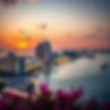 Stunning view of the Corniche Ras Al Khaimah waterfront at sunset