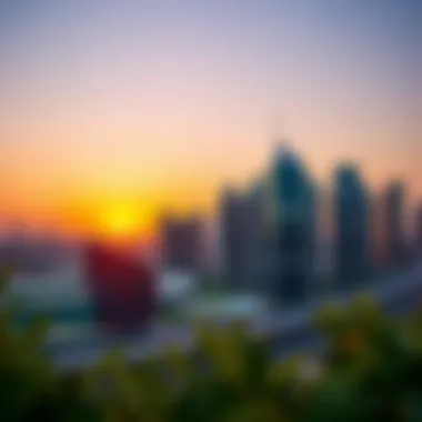 Stunning skyline view of COS Festival City at sunset