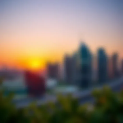 Stunning skyline view of COS Festival City at sunset