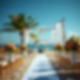 A stunning beach venue set for a wedding ceremony.