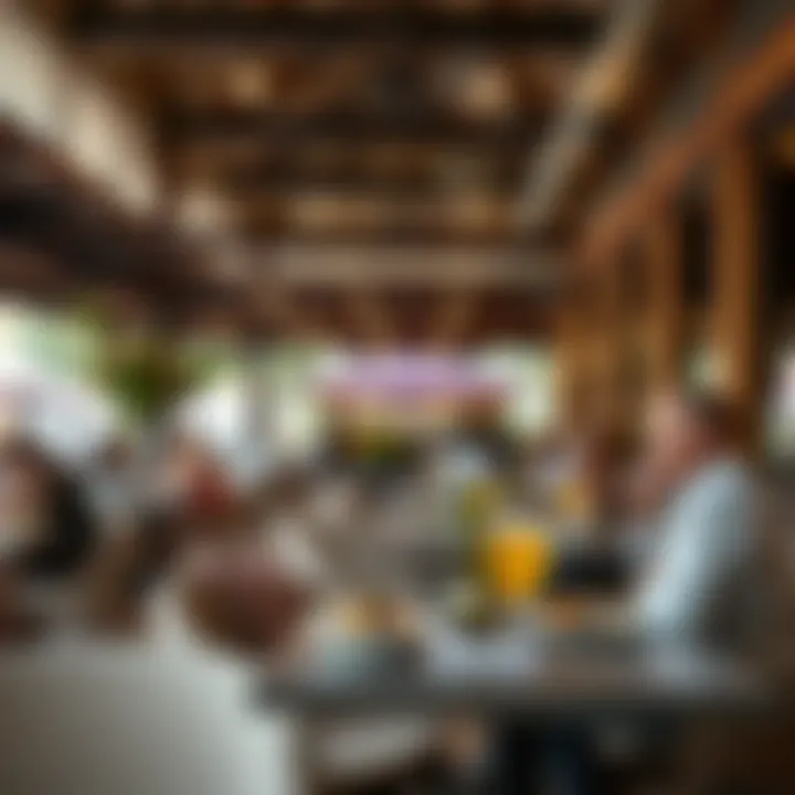 An inviting café atmosphere with patrons enjoying their meals at The Walk
