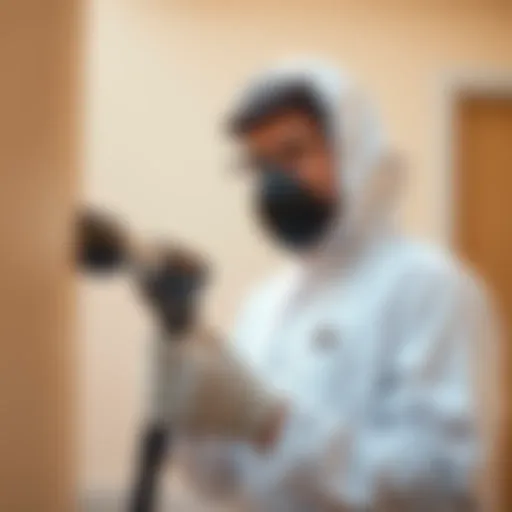 Pest control technician inspecting a property for infestations