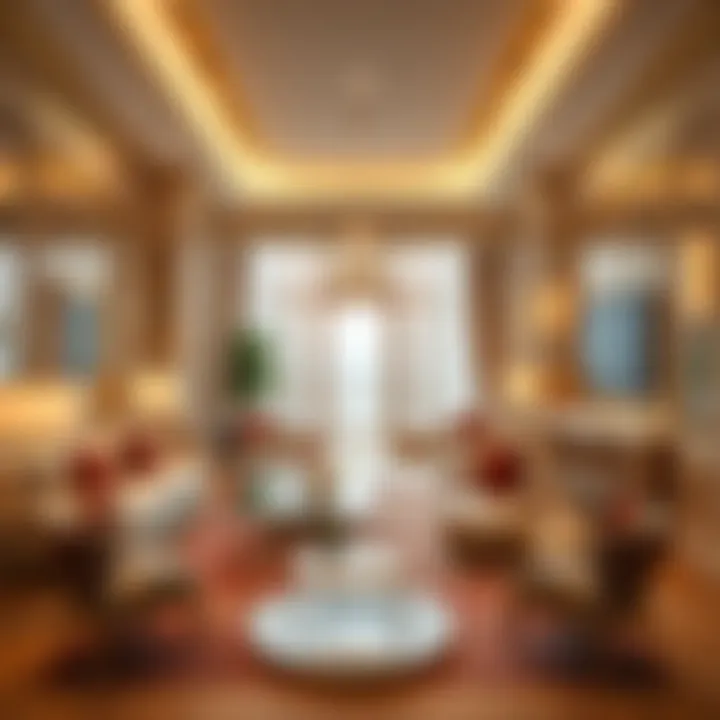 Interior design featuring opulent furnishings and exquisite decor in the apartment