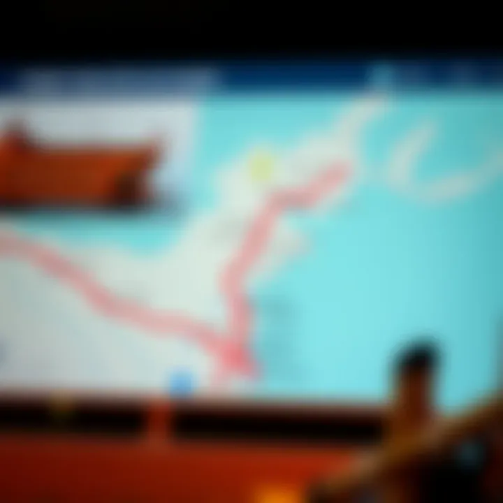 Map showcasing ferry routes in Dubai