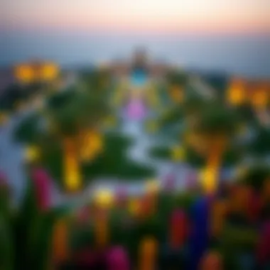 Evening Splendor of Dubai Garden Glow Overview of the garden during the evening hours