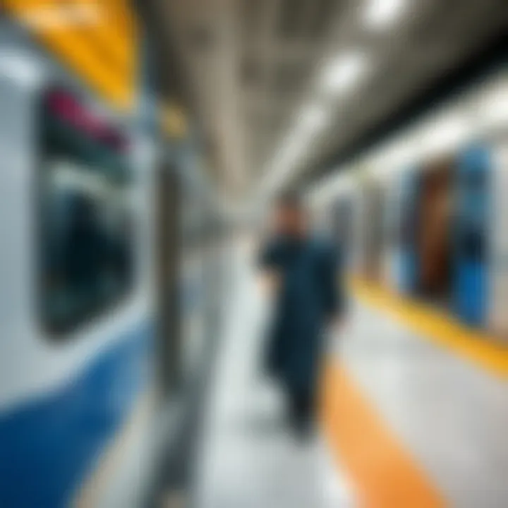 Commuter enjoying the convenience of the Dubai Metro system during peak hours