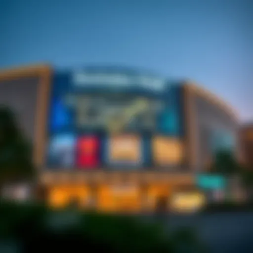Elegant view of Emirates Mall exterior during evening hours
