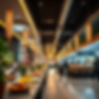 A serene image of Emirates Mall's food court area