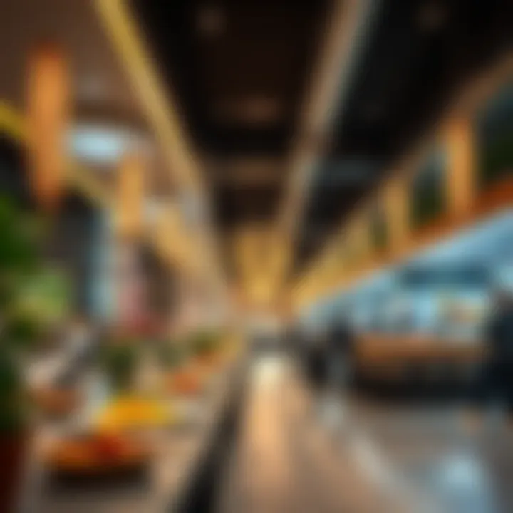A serene image of Emirates Mall's food court area