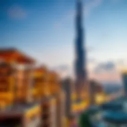 Stunning view of Burj Khalifa at sunset