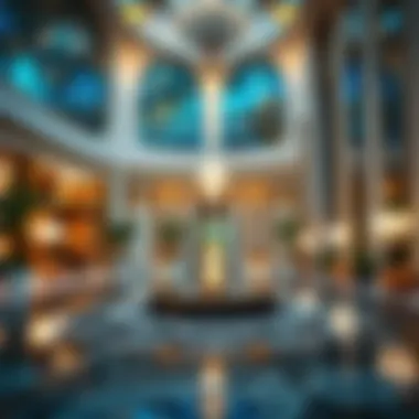 Luxurious hotel lobby in Dubai reflecting opulence