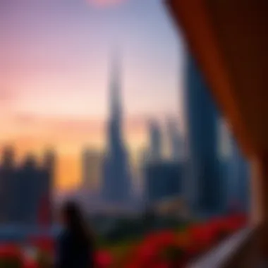 Stunning skyline of Dubai at sunset