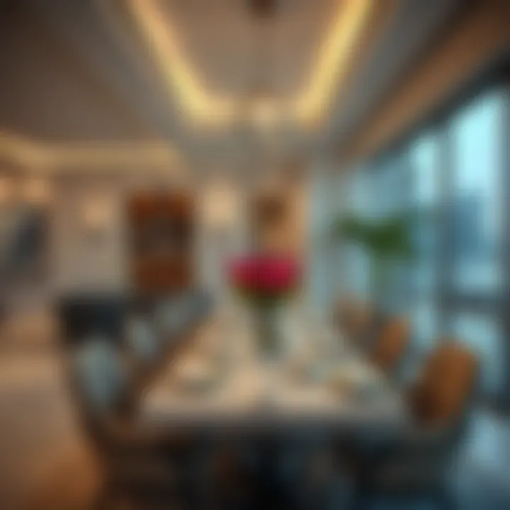 Dining area in a stylish Bur Dubai Airbnb rental