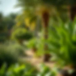 Lush green landscape of Al Barari Park showcasing diverse plant life