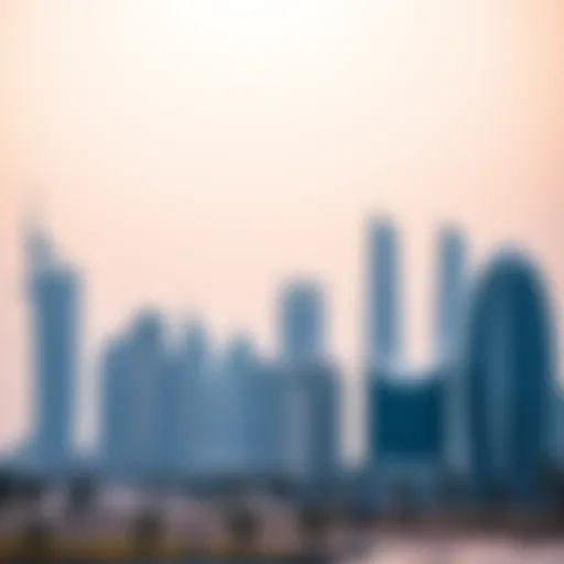 A stunning skyline view of الكترا Abu Dhabi featuring modern architecture