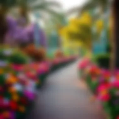 Walking Paths Surrounded by Vibrant Flowers Walking paths and vibrant flowers