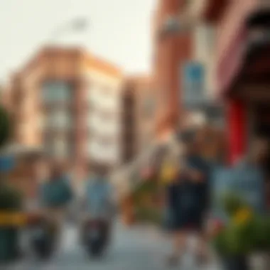 Vibrant streetscape of a neighborhood in العين دبي, highlighting local culture and lifestyle