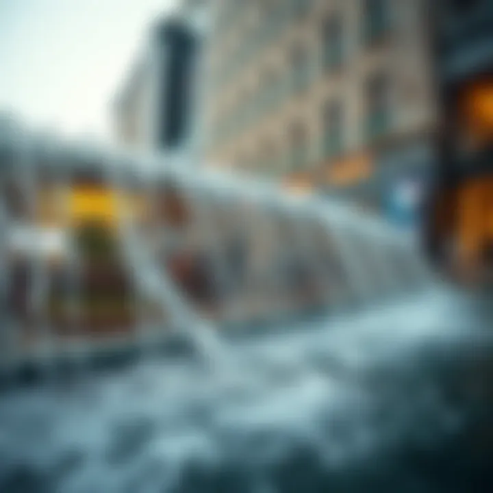 Artistic representation of water flow at Dubai Mall