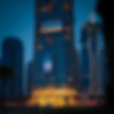 The modern façade of Beach Towers reflecting the vibrant skyline of Dubai