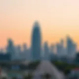 Stunning skyline view featuring Oval Tower in Business Bay