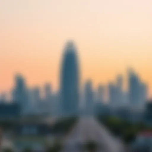 Stunning skyline view featuring Oval Tower in Business Bay