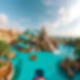 A panoramic view of the Aquaventure Waterpark showcasing its thrilling water slides and attractions
